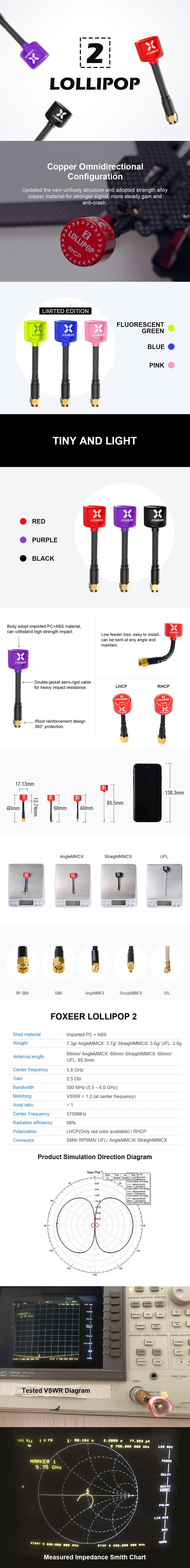 Foxeer Lollipop 2 Antenna RHCP u.FL (2pcs)