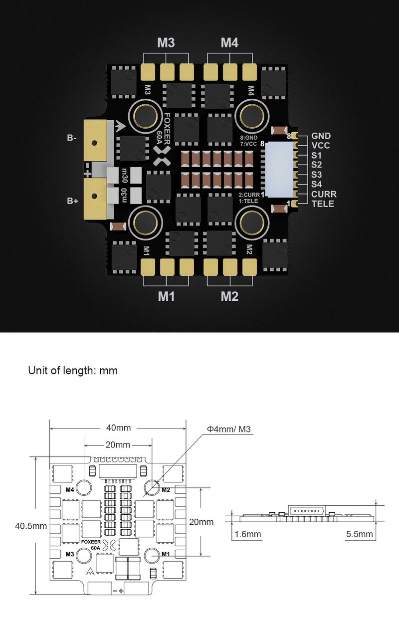 Foxeer Reaper Mini 128K 4in1 60A 3-8S 20x20 ESC