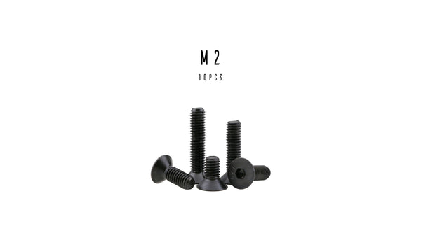 M2 Hex Flat Head Socket Cap Screw (12.9 Steel Black Oxide)