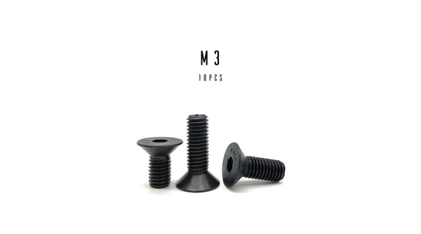 M3 Hex Flat Head Socket Cap Screw (10.9 Steel Black Oxide)